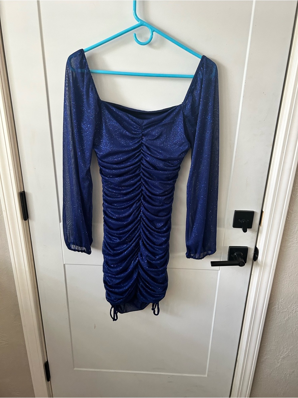 Jump Navy Sparkle Ruched Mini Dress